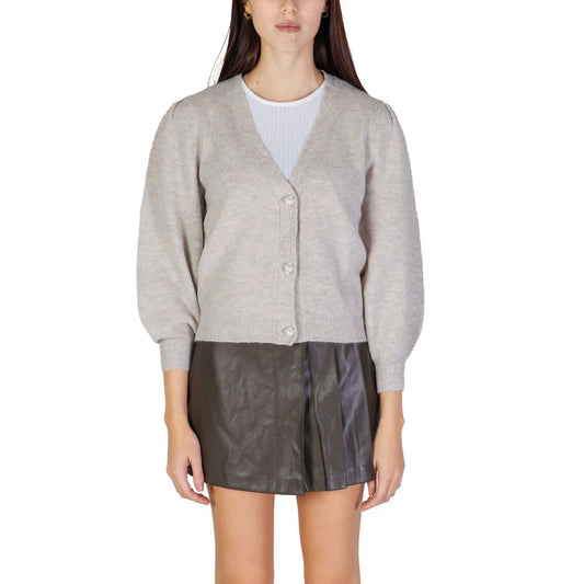 Jacqueline De Yong Gray Recycled Polyester Cardigan