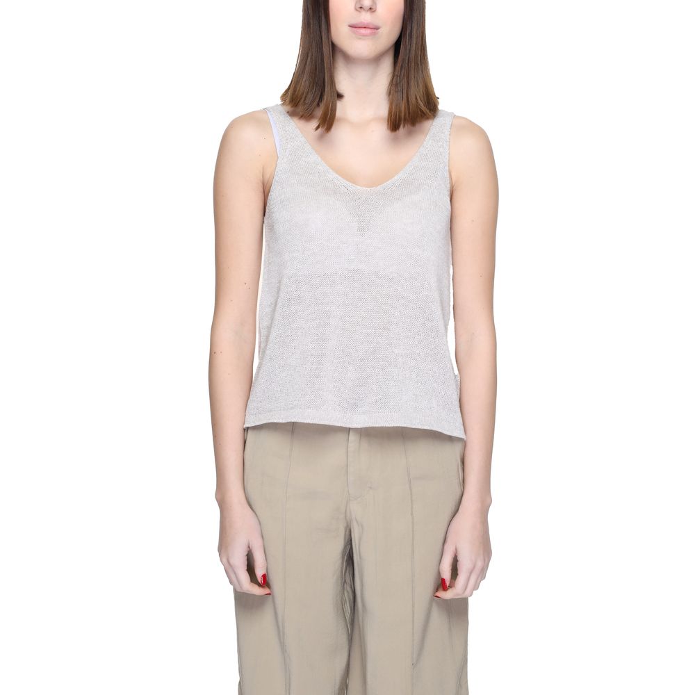 Jacqueline De Yong Beige Recycled Cotton Tops & T-Shirt