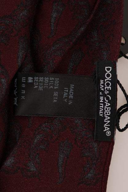 Dolce & Gabbana Silk Bordeaux Crown Chili Print Mens Scarf