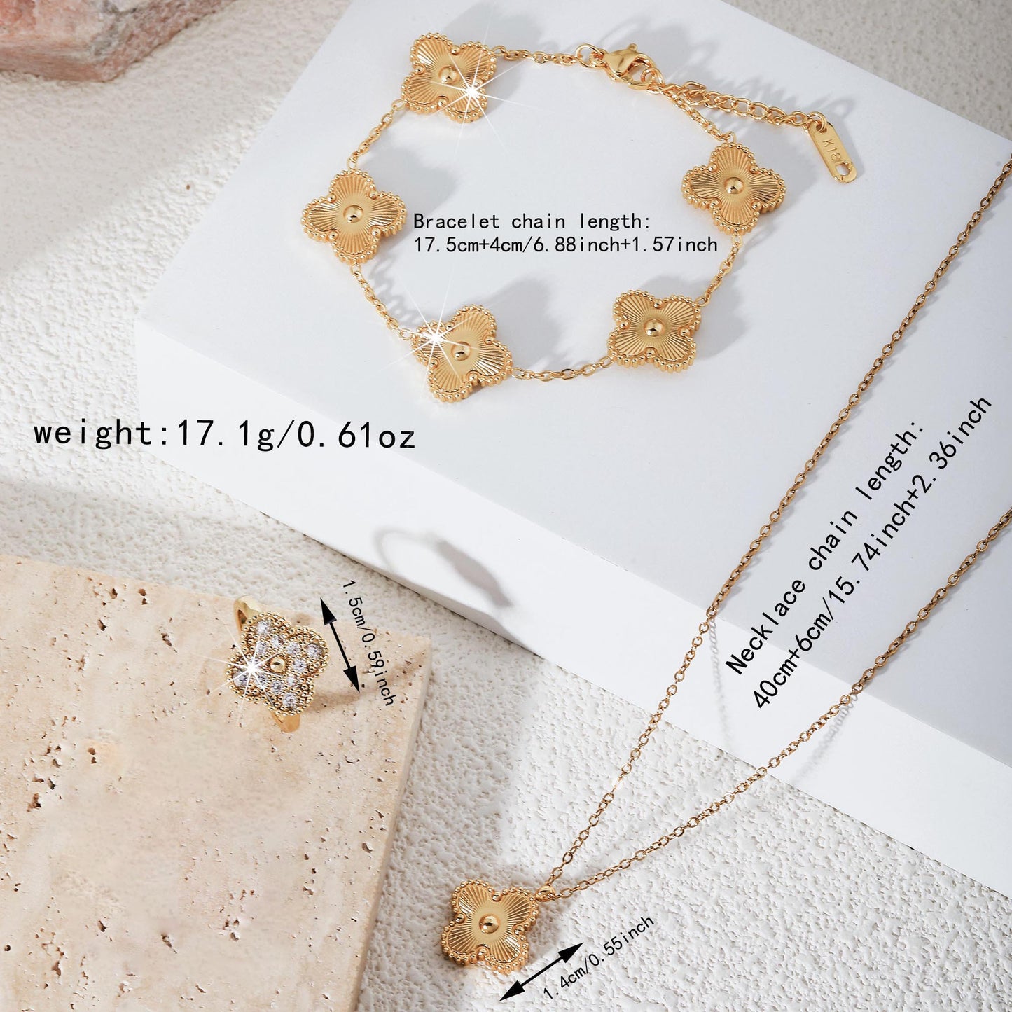 Elegant Glitter Style with Rhinestone Flowers, Stainless Steel Base, 18K Golden Plated, Daily Wear & Gift Occasion, All Seasons Suitable