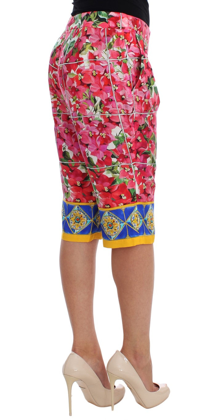 Dolce & Gabbana Multicolor Floral Silk Capri Pants