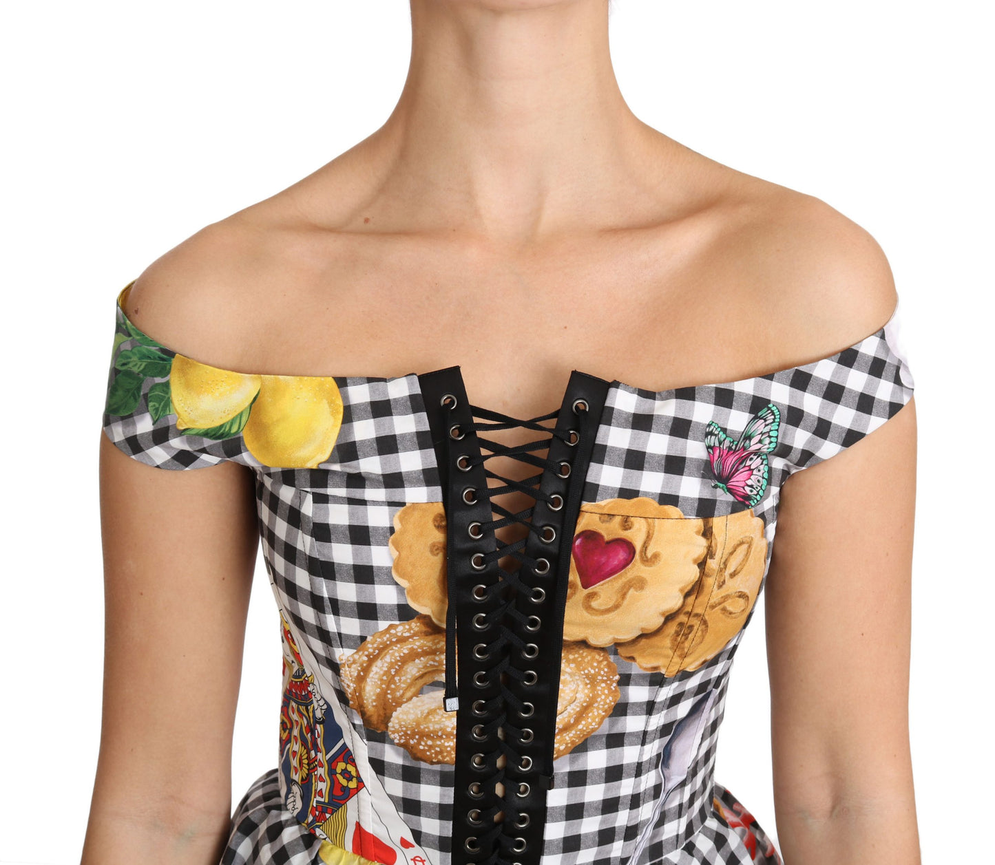 Dolce & Gabbana Chic Checkered Corset Top Blouse