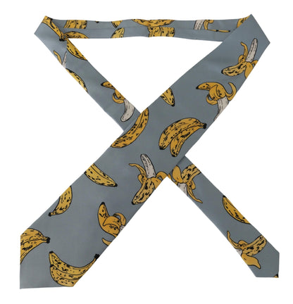 Dolce & Gabbana Elegant Blue Banana Print Silk Tie