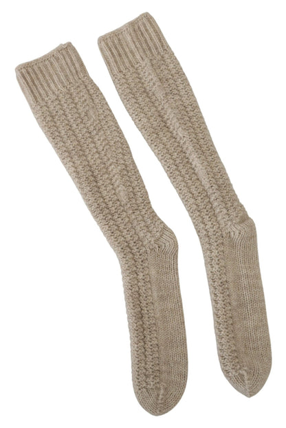 Dolce & Gabbana Chic Beige Wool Blend Over-the-Calf Socks